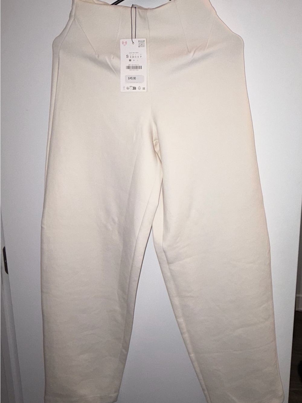 Zara Cream High-Waist Trousers